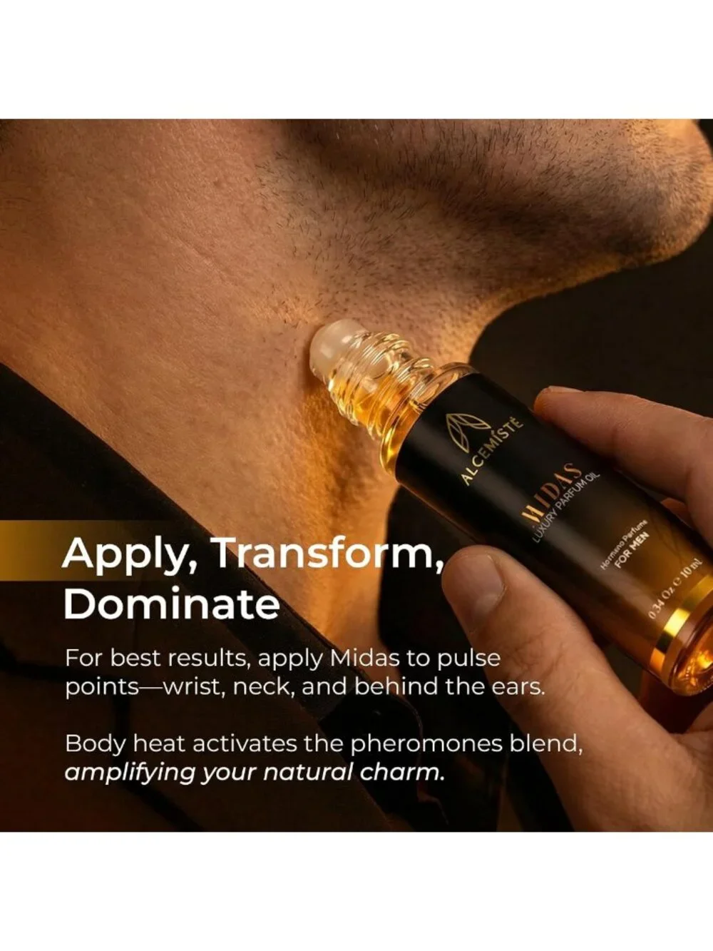 Travel Size Pheromone Cologne for Men - Long-Lasting Oil-Based Perfume, Amber
